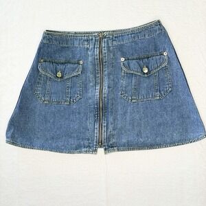 VTG Y2K Planet Cotton Denim Mini Skirt Cargo Pocket Zip Front 28 Waist Mall